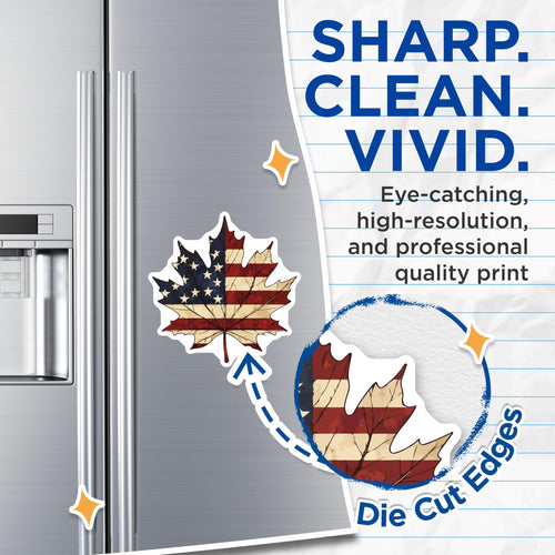 (2 Pack) American Flag Maple Leaf Magnets - Patriotic USA Leaf Decor - Vintage Stars Stripes Refrigerator Display for Home - 5 Inches On Longest Side - Thick Durable Magnet - Made in USA - MAG20041