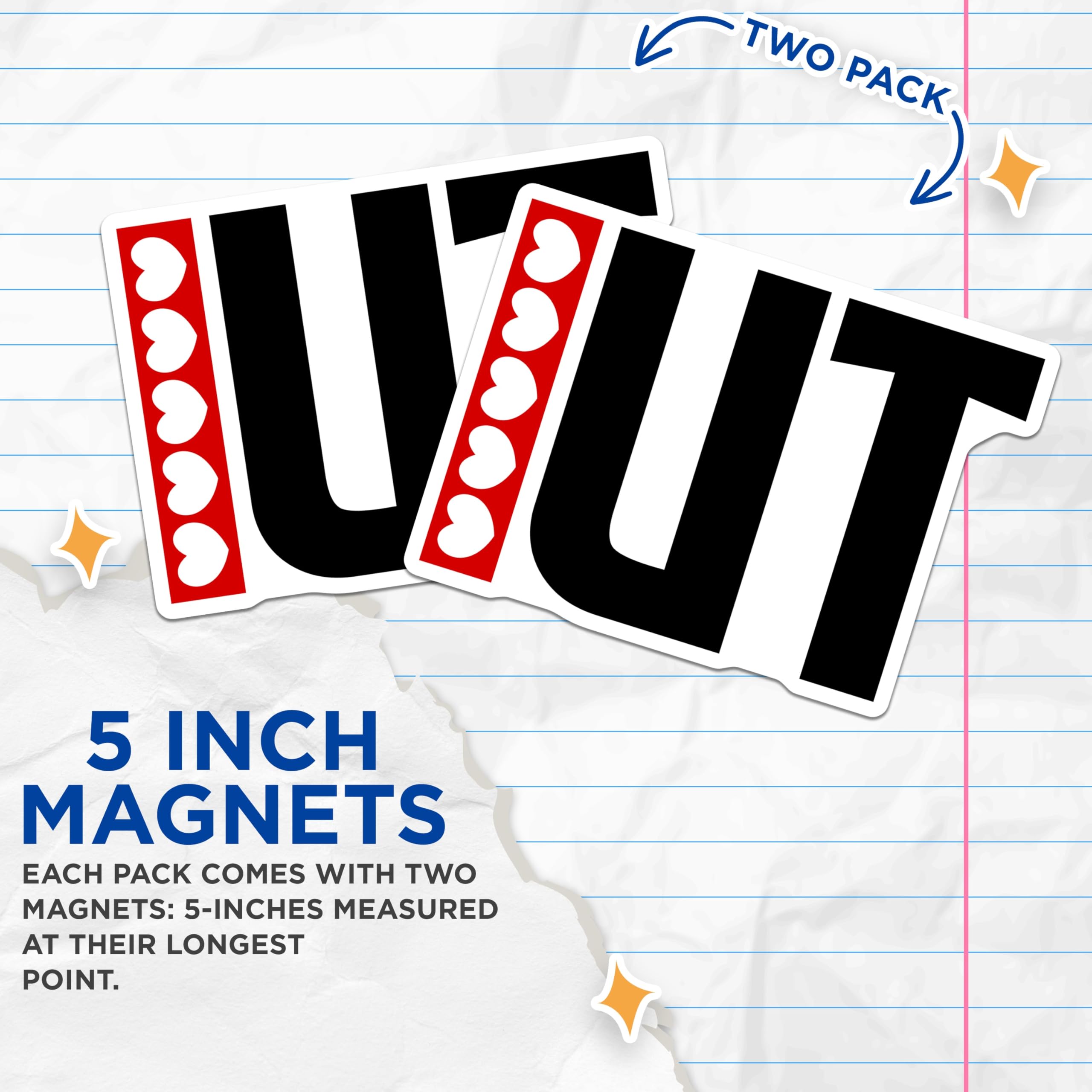 (2 Pack) IUT Magnets - Hearts Design - Fun Decorative Magnets - 5" On Longest Side - Premium Magnet - for Cars, Refrigerators, Toolboxes, Lockers - Made in USA - MAG17601