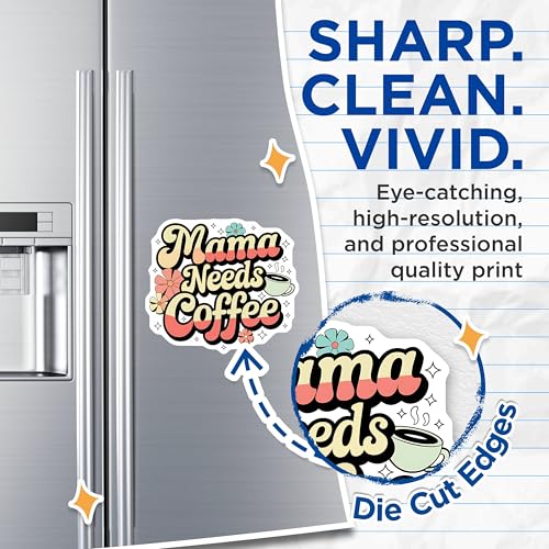 (2 Pack) Mama Needs Coffee Magnets - Funny Coffee - Retro Flower Kitchen Magnet - 5" On Longest Side - for Cars, Fridges, Toolboxes - Made in USA - MAG3911