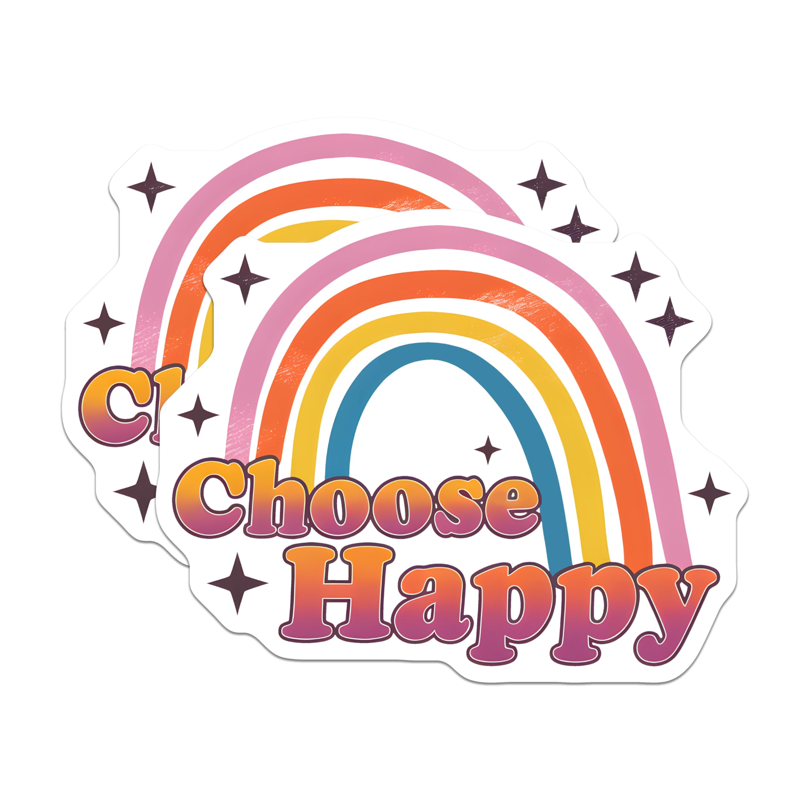 (2 Pack) Choose Happy Magnets - Rainbow Decor - Inspirational Fridge Magnets - 5" On Longest Side - Premium Magnet - for Cars, Refrigerators, Toolboxes, Lockers - Made in USA - MAG18195