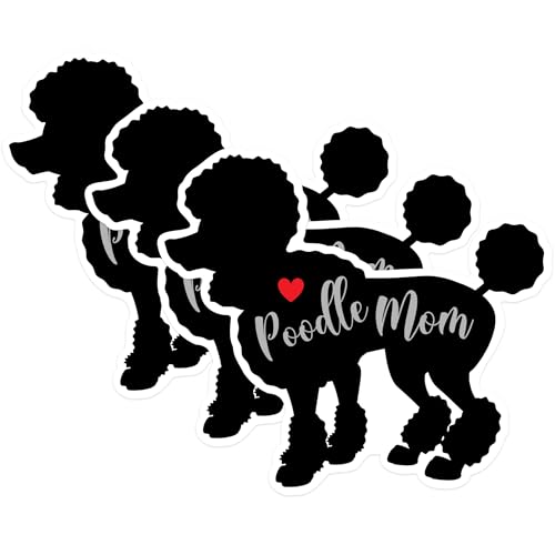(3 Pack) Poodle Mom Decals - Dog Lover Decal - Pet Owner Stickers - 3 Inches On Longest Side - Easy Peel & Apply - Made in USA - 3MCS1383