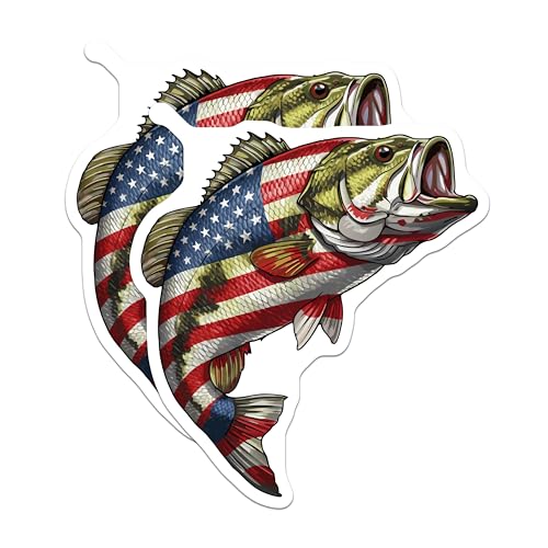 (2 Pack) USA Flag Fishing Decor Magnet - 5" On Longest Side - Sticks to Smooth Flat Surfaces - Made in USA - MAG9965