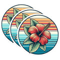(3 Pack) Hibiscus Flower Decals - Retro Sunset - Tropical Plant Stickers - 3 Inches On Longest Side - Easy Peel & Apply - Made in USA - 3MCS7536