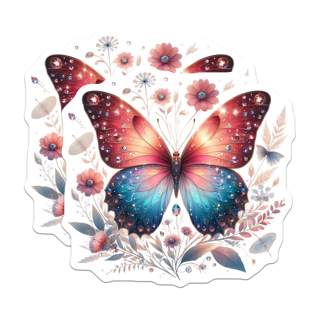 (2 Pack) Butterfly Art Magnets - Floral Insect Decor - Fridge and Locker Accent - 5" On Longest Side - Premium Magnet - for Cars, Refrigerators, Toolboxes, Lockers - Made in USA - MAG15003