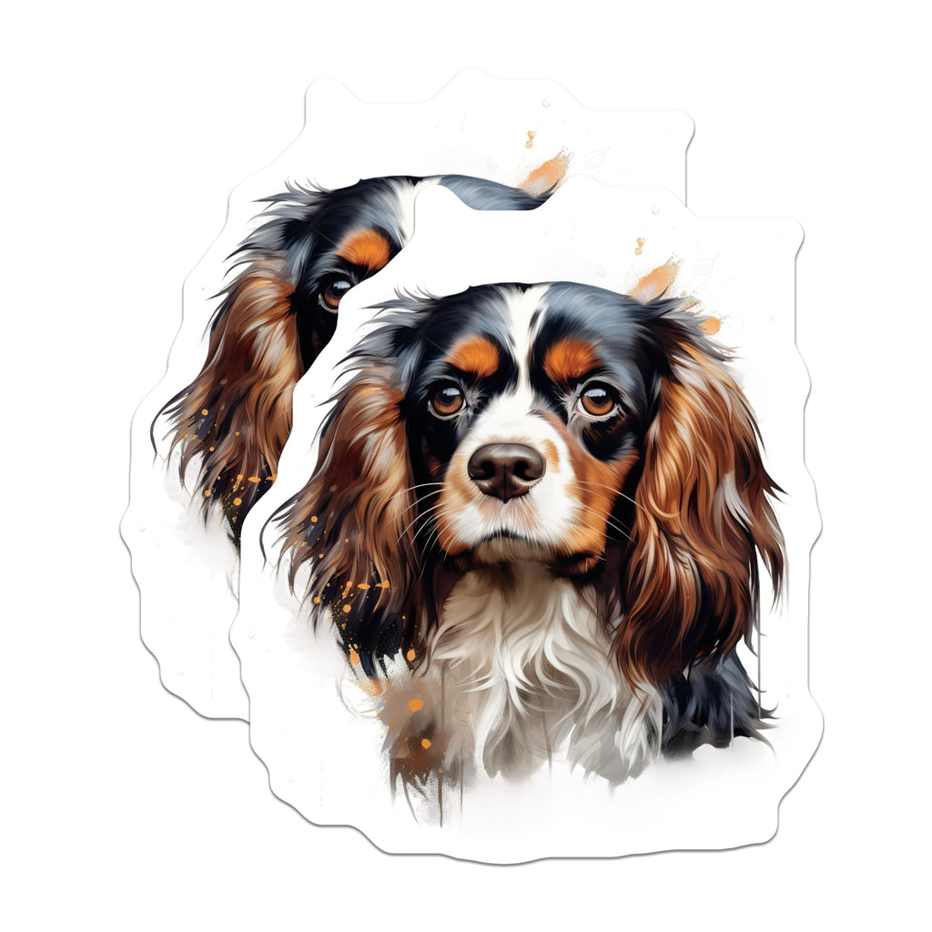 (2 Pack) Cavalier King Charles Spaniel Magnets - Tricolor Cavalier Dog Art - Pet Owner Decor Pet Parent - 5 Inches On Longest Side - Thick Durable Magnet - Made in USA - MAG28545