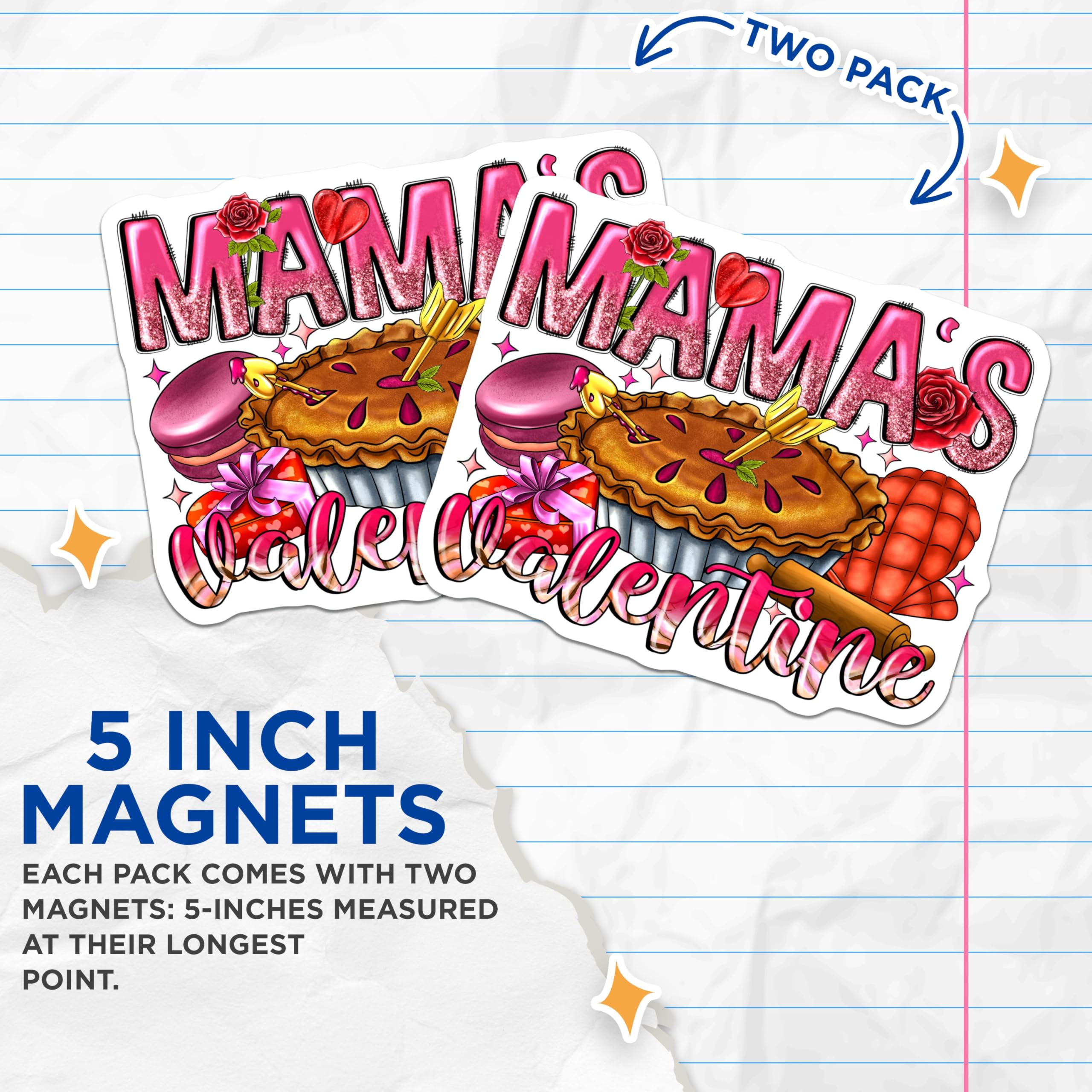 (2 Pack) Mama's Valentine Magnets - Sweetheart Kitchen Decor - Mom Baking Love Decor - 5 Inches On Longest Side - Thick Durable Magnet - Made in USA - MAG24157