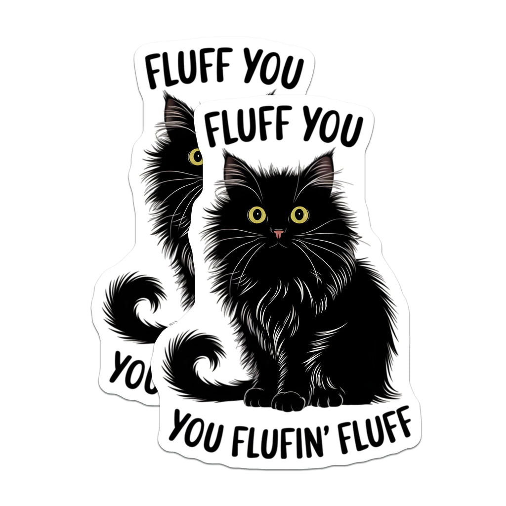 (2 Pack) Funny Black Cat Magnets - Sarcastic Fluffy Feline - Cat Lover Fridge Locker Decor - 5 Inches On Longest Side - Thick Durable Magnet - Made in USA - MAG39877