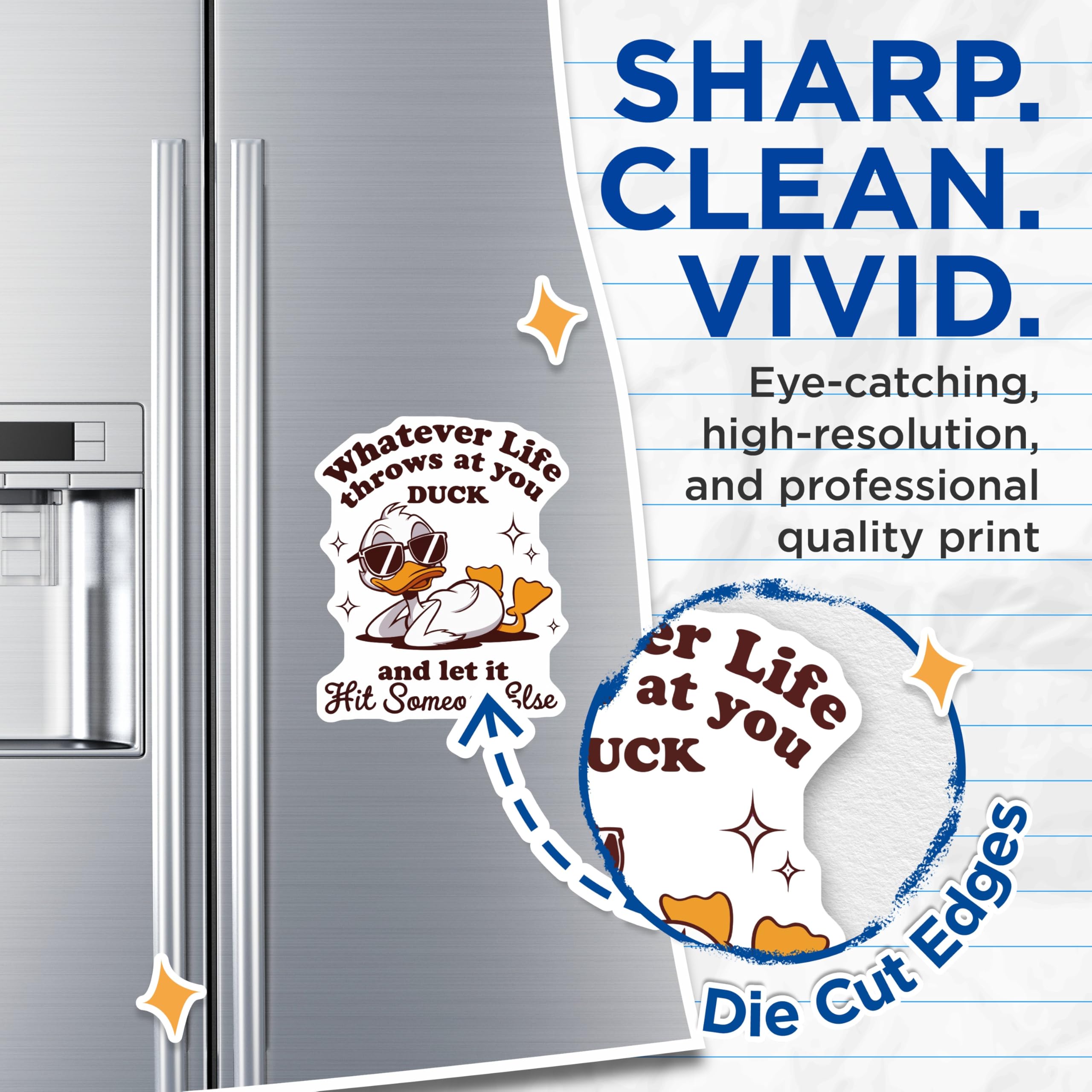 (2 Pack) Funny Duck Magnets - Sarcastic Quote Life Advice - Refrigerator Locker Decor - 5 Inches On Longest Side - Thick Durable Magnet - Made in USA - MAG21824