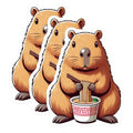 (3 Pack) Capybara Ramen Decals - Cute Animal Stickers - Laptop Decals - 3 Inches On Longest Side - Easy Peel & Apply - Made in USA - 3MCS8667
