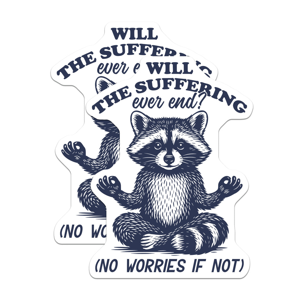 (2 Pack) Raccoon Meditation Magnets - Funny Existential Humor - Sarcastic Animal Refrigerator Decor - 5 Inches On Longest Side - Thick Durable Magnet - Made in USA - MAG39865