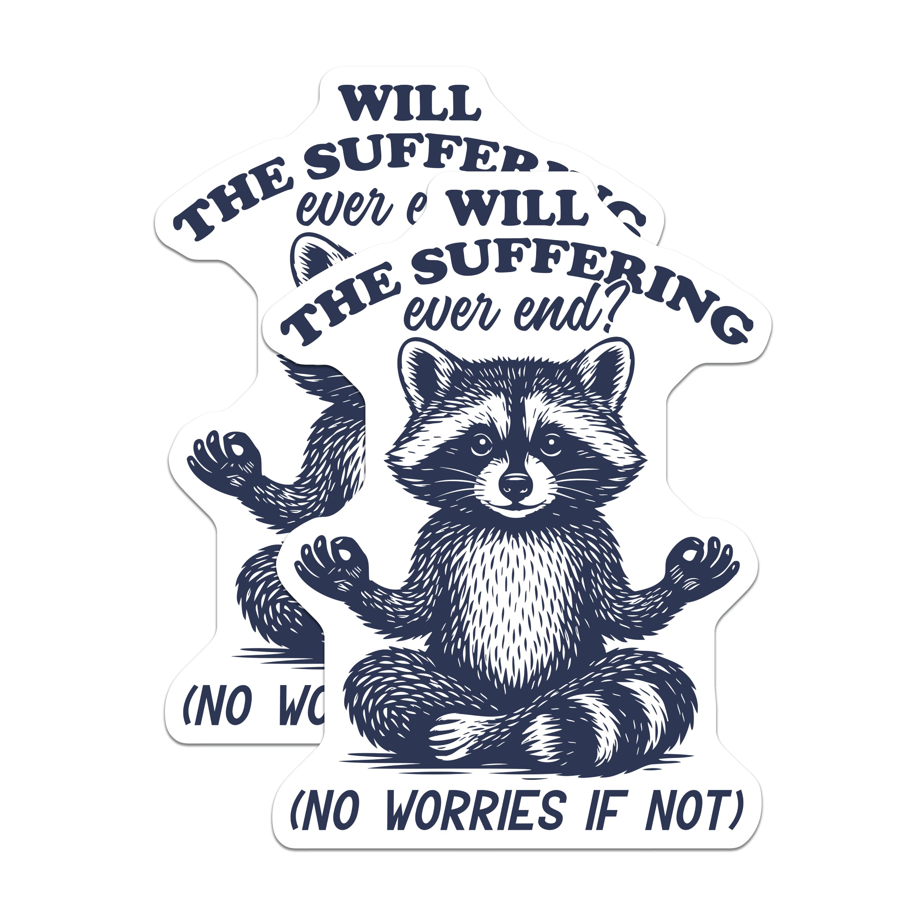 (2 Pack) Raccoon Meditation Magnets - Funny Existential Humor - Sarcastic Animal Refrigerator Decor - 5 Inches On Longest Side - Thick Durable Magnet - Made in USA - MAG39865