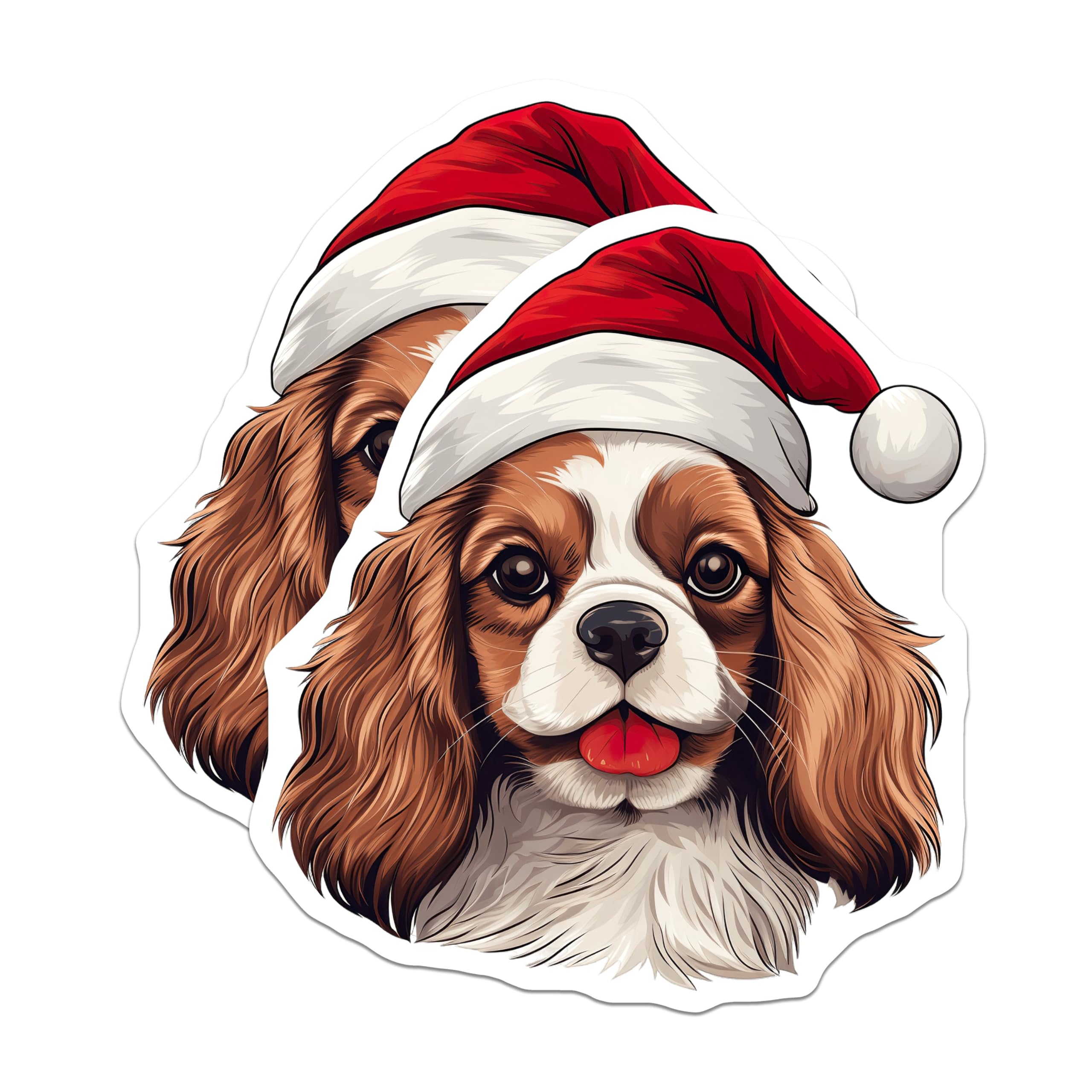 (2 Pack) Cavalier King Charles Spaniel Magnets - Christmas Dog Decor - Holiday Pet Lover Kitchen Fridge Magnet Set - 5 Inches On Longest Side - Thick Durable Magnet - Made in USA - MAG26686