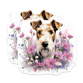 (2 Pack) Wire Fox Terrier Magnets - Floral Dog Refrigerator - Pet Lover Decor - 5 Inches On Longest Side - Thick Durable Magnet - Made in USA - MAG28453