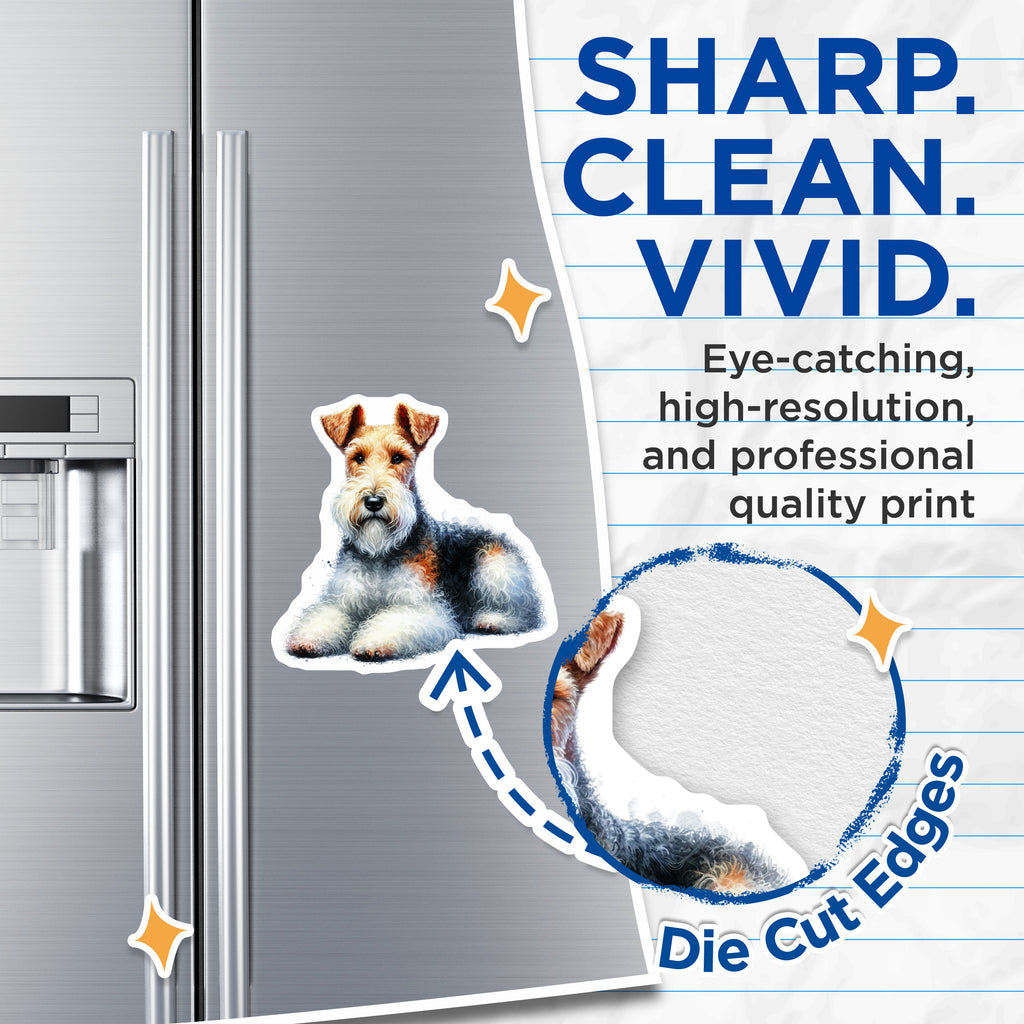 (2 Pack) Wire Fox Terrier Magnets - Dog Breed Lover - Refrigerator Kitchen Decor for Pet Owner - 5 Inches On Longest Side - Thick Durable Magnet - Made in USA - MAG38572
