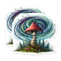 (2 Pack) Whimsical Mushroom Magnets - Fairycore Decor - Cosmic Forest Art - 5 Inches On Longest Side - Thick Durable Magnet - Made in USA - MAG38793