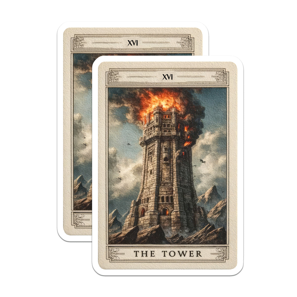 (2 Pack) The Tower Tarot Card Magnets - Major Arcana Art - Witchy Aesthetic Decor Magnets - 5 Inches On Longest Side - Thick Durable Magnet - Made in USA - MAG36438