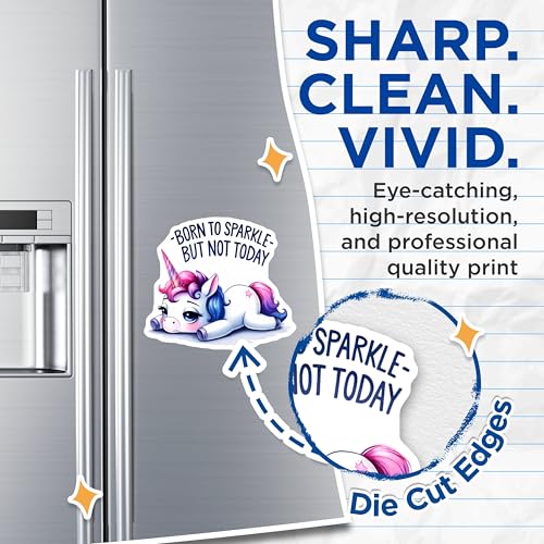 (2 Pack) Born to Sparkle Magnets - But Not Today - Cute Unicorn - Lazy Unicorns - 5" On Longest Side - for Cars, Refrigerators, Toolboxes, Lockers - Made in USA BMCS3337