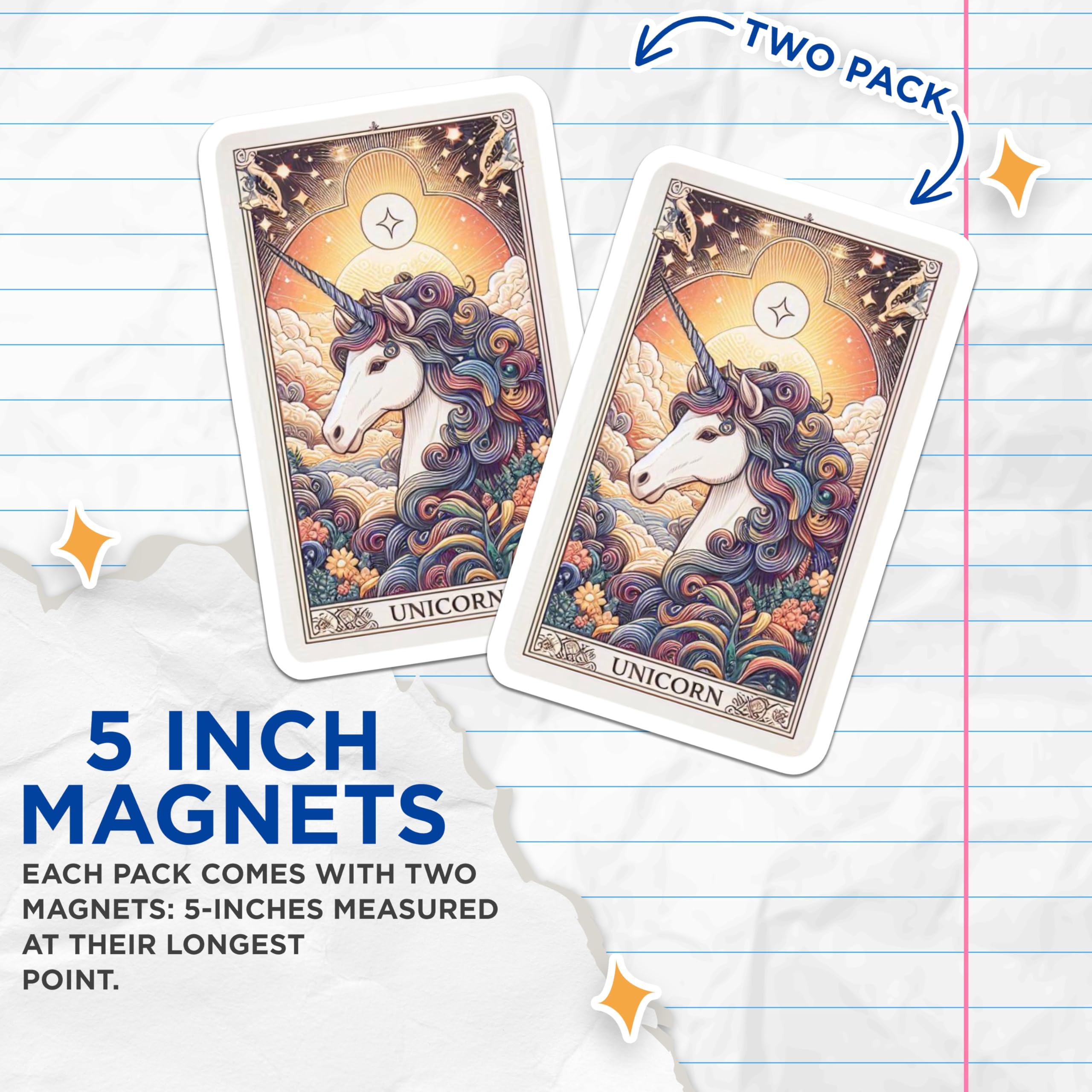 (2 Pack) Unicorn Magnets - Fantasy Art - Mystical Creature Decor - 5 Inches On Longest Side - Thick Durable Magnet - Made in USA - MAG22835