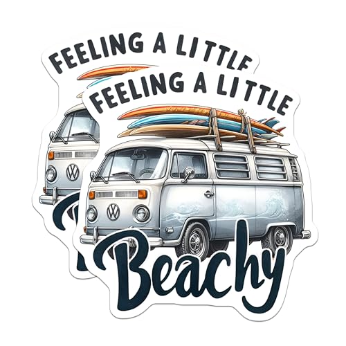 (2 Pack) Feeling A Little Beachy Stickers - 5" On Longest Side - Sticks to Smooth Flat Surfaces - Made in USA - BMCS9279 - BMCS9279