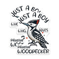 (2 Pack) Just A Boy Who Loves Pileated Woodpecker Stickers - Cute Bird Decal - Nature Lover Sticker Pack - 5" On Longest Side - Sticks to Smooth Flat Surfaces - Made in USA - BMCS6329