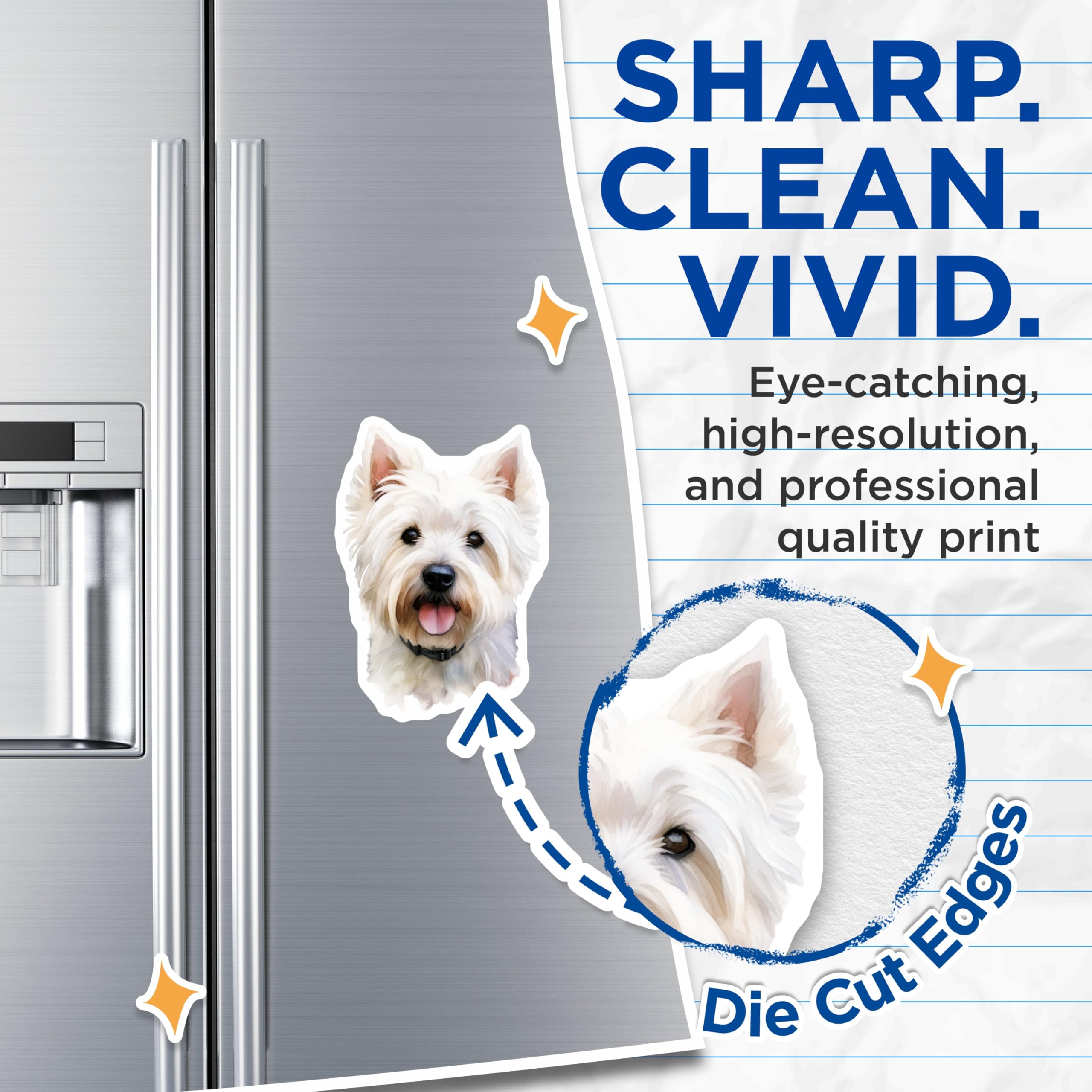(2 Pack) Westie Magnets - West Highland White Terrier Art - Watercolor Dog Decor - Animal Fridge Magnets - 5 Inches On Longest Side - Thick Durable Magnet - Made in USA - MAG23657