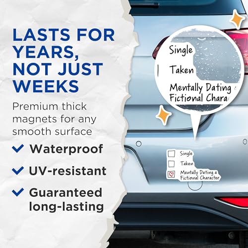 (2 Pack) Mentally Dating A Fictional Character Magnets - Funny Relationship Magnet - Cute Love Quote Magnet - 5" On Longest Side - for Cars, Fridges, Toolboxes - Made in USA - MAG5611