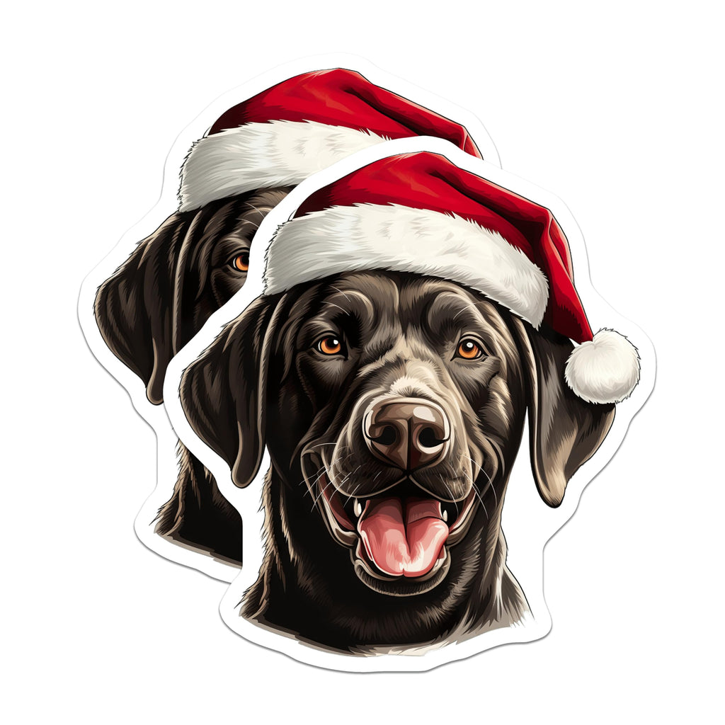 (2 Pack) Black Labrador Christmas Magnets - Santa Hat Dog Decor - Festive Lab Refrigerator Accessories - 5 Inches On Longest Side - Thick Durable Magnet - Made in USA - MAG25649