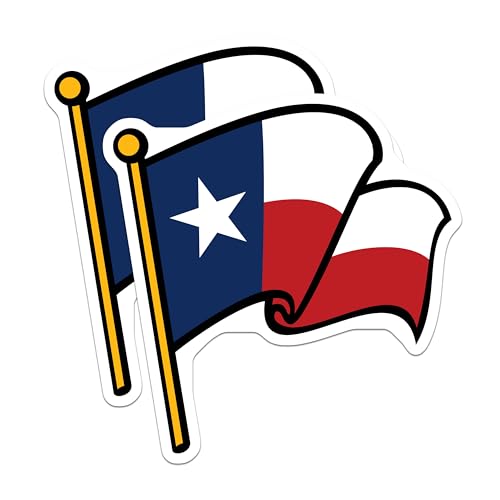 (2 Pack) Texas Flag Stickers - State Pride Decal - Southern USA Emblem Stickers - 5" On Longest Side - Sticks to Smooth Flat Surfaces - Made in USA - BMCS6259