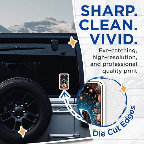 (2 Pack) English Springer Spaniel Stickers - Dog Art Stickers - Unique Illustration Stickers - 5" On Longest Side - Sticks to Smooth Flat Surfaces - Made in USA - BMCS4861