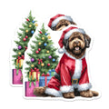 (2 Pack) Christmas Dog Magnets - Santa Goldendoodle Decor - Holiday Pet Parent Refrigerator Accent - 5 Inches On Longest Side - Thick Durable Magnet - Made in USA - MAG30348
