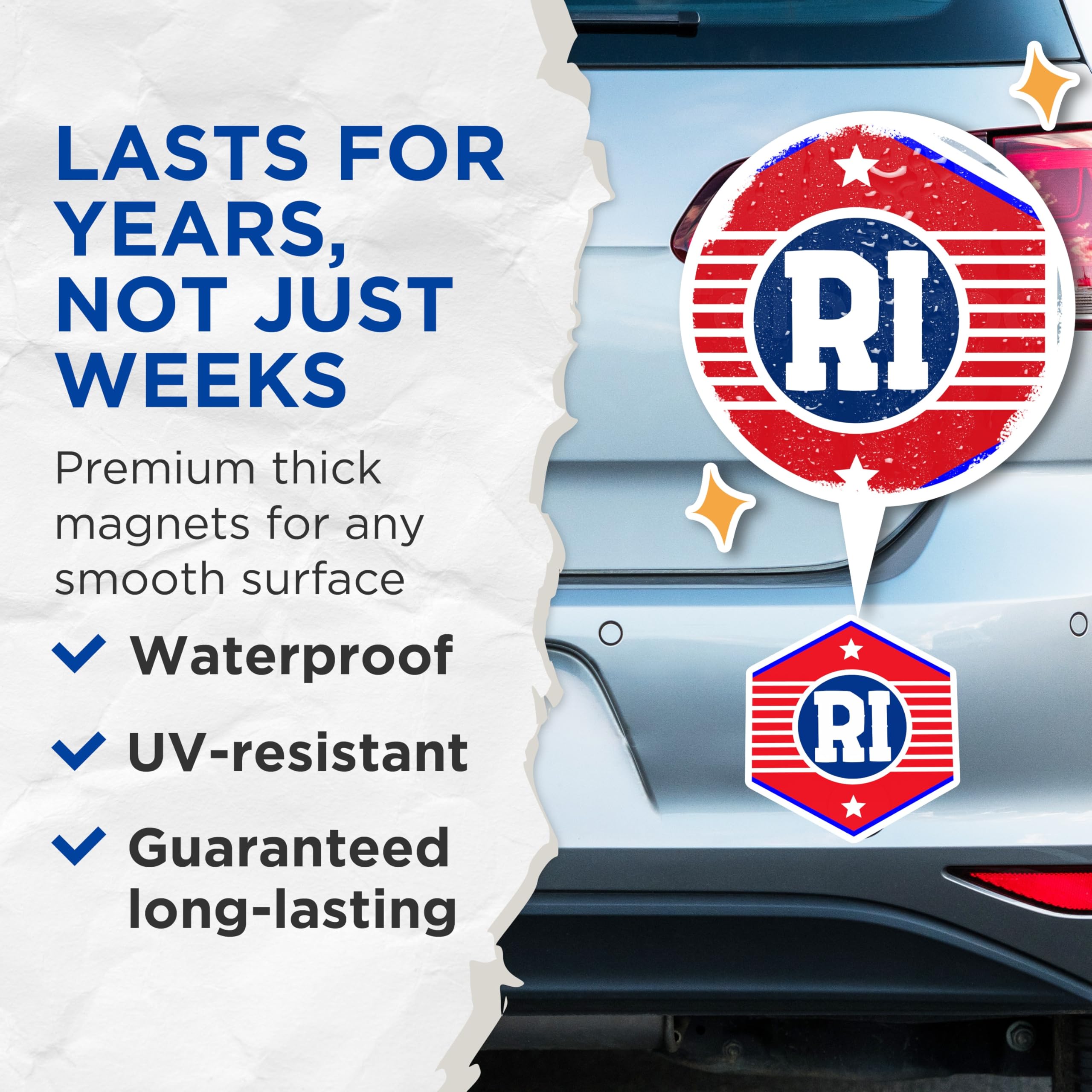 (2 Pack) Rhode Island Magnets - RI Symbol - State Pride Fridge Decor - 5" On Longest Side - Premium Magnet - for Cars, Refrigerators, Toolboxes, Lockers - Made in USA - MAG17559