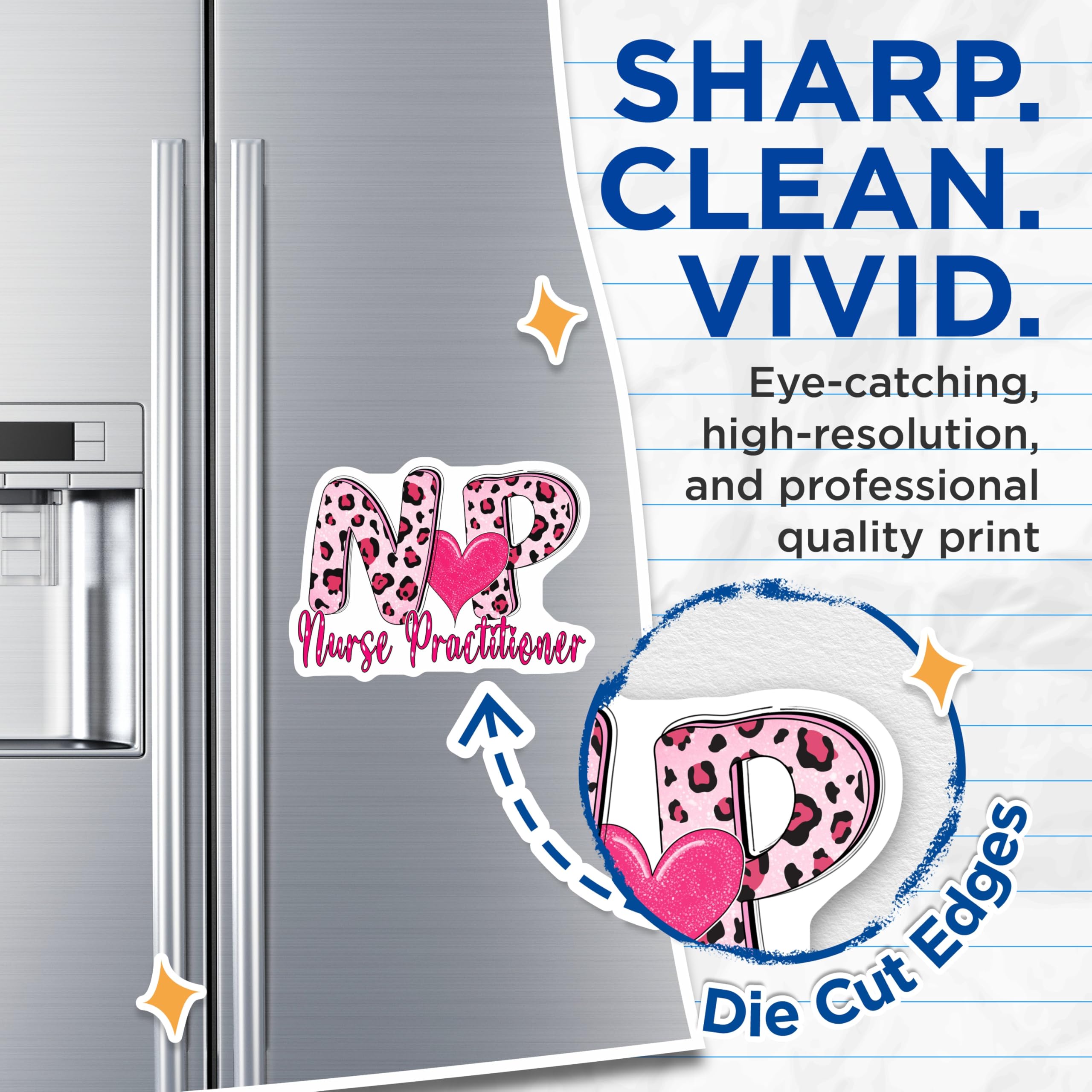 (2 Pack) Nurse Practitioner Magnets - Pink Leopard NP Decor - Healthcare Professional Recognition - Medical Staff Accessory - 5 Inches On Longest Side - Thick Durable Magnet - Made in USA - MAG19212