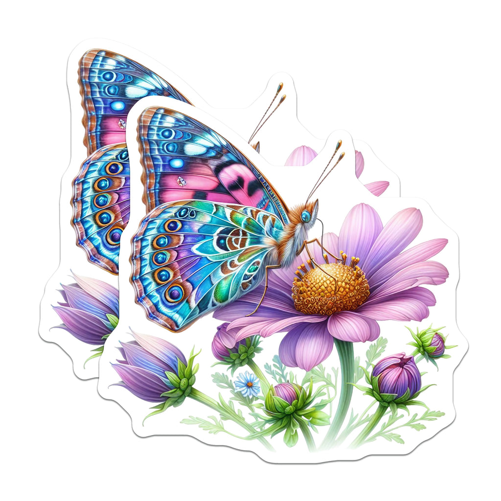 (2 Pack) Butterfly Magnets - Vibrant Floral Fridge Decor - Whimsical Nature Lover Accessory - 5 Inches On Longest Side - Thick Durable Magnet - Made in USA - MAG39061