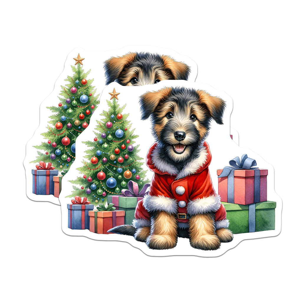 (2 Pack) Christmas Puppy Magnets - Santa Dog Decor - Holiday Pet Lover - 5 Inches On Longest Side - Thick Durable Magnet - Made in USA - MAG30220