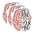 (3 Pack) Be Kind to Your Mind Decals - Mental Health Stickers - Floral Brain Stickers - 3 Inches On Longest Side - Easy Peel & Apply - Made in USA - 3MCS2938