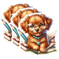 (3 Pack) Smart Puppy Decals - Cute Dog with Glasses - Book Lover Decals - 3 Inches On Longest Side - Easy Peel & Apply - Made in USA - 3MCS8156