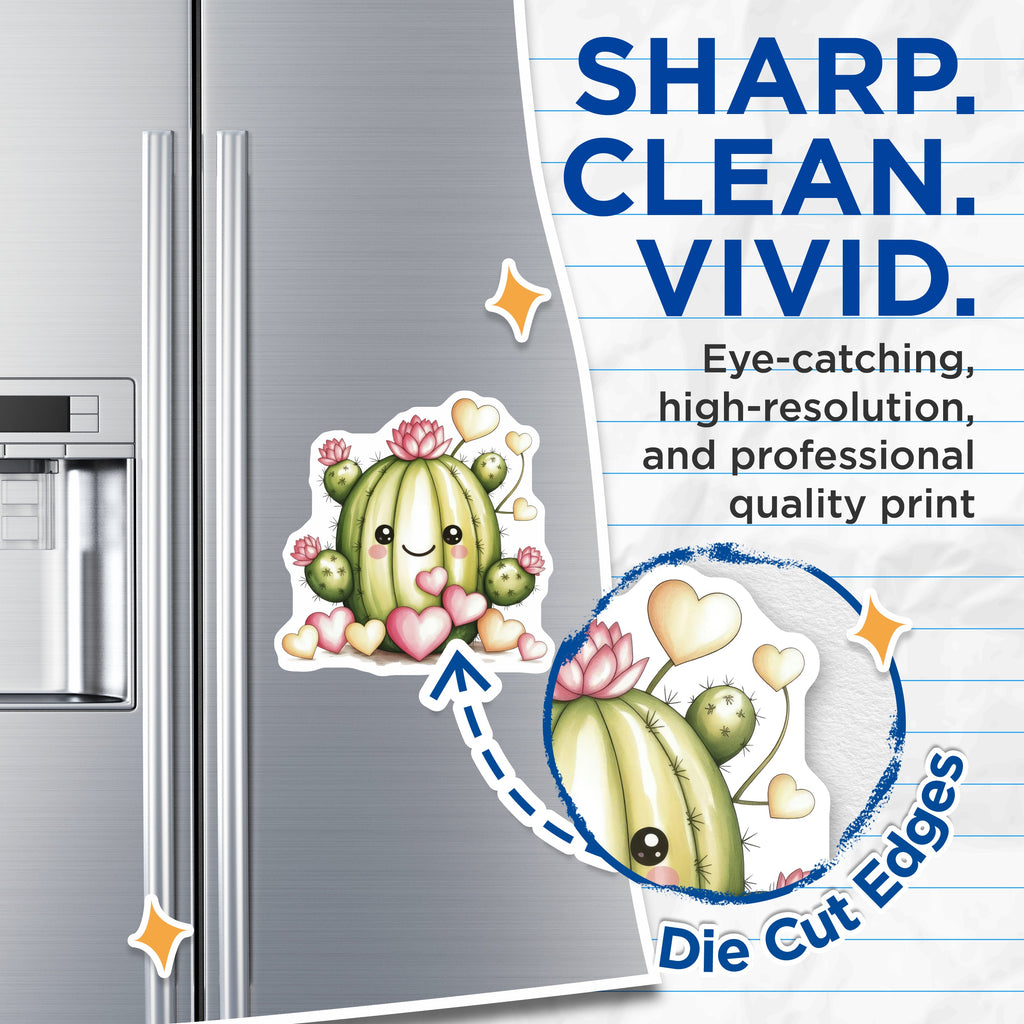 (2 Pack) Cute Cactus Magnets - Kawaii Succulent Decor - Happy Plant Lover Refrigerator Locker Magnet - Aesthetic Kitchen Office Organizer - 5" - Durable Magnet - Made in USA - MAG37337
