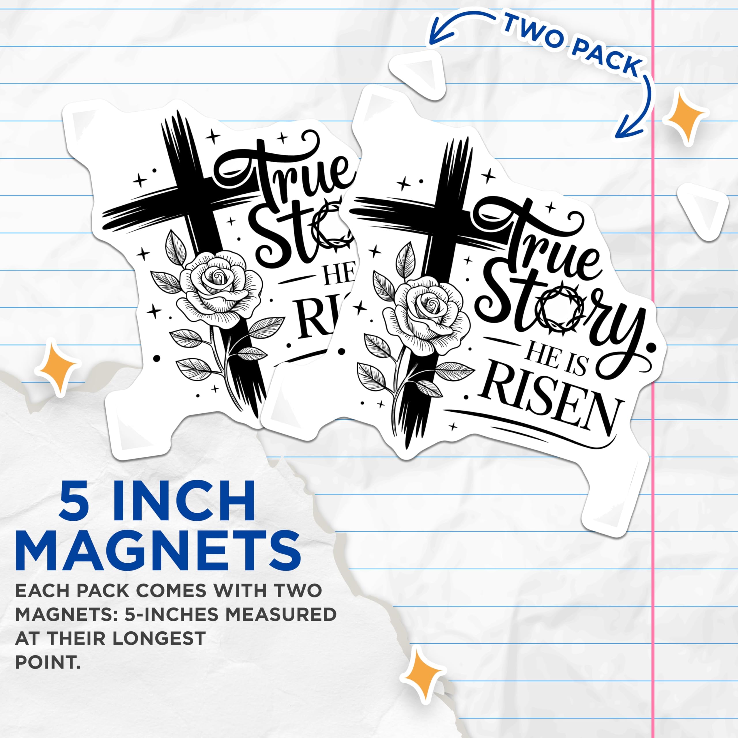 (2 Pack) He is Risen Magnets - Easter Christian Magnets - Religious Refrigerator Magnets - 5" On Longest Side - Premium Magnet - for Cars, Refrigerators, Toolboxes, Lockers - Made in USA - MAG14125