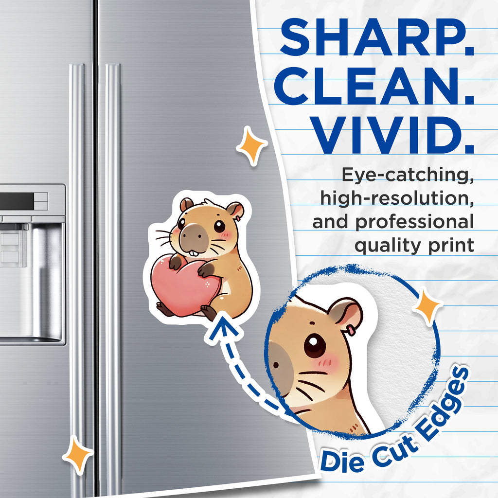 (2 Pack) Cute Capybara Heart Magnets - Kawaii Animal Love Decor - Sweet Refrigerator Accents - 5 Inches On Longest Side - Thick Durable Magnet - Made in USA - MAG38003