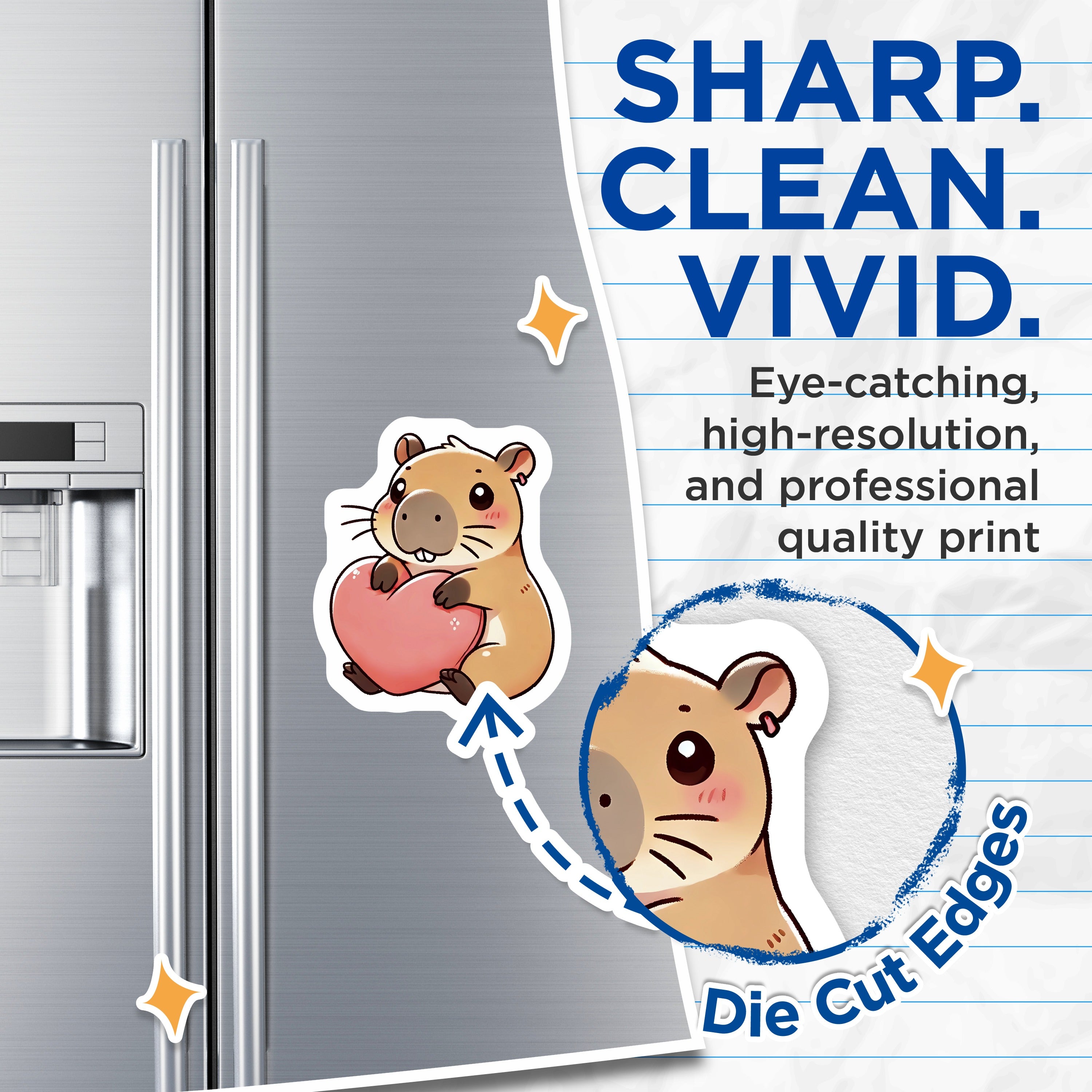 (2 Pack) Cute Capybara Heart Magnets - Kawaii Animal Love Decor - Sweet Refrigerator Accents - 5 Inches On Longest Side - Thick Durable Magnet - Made in USA - MAG38003