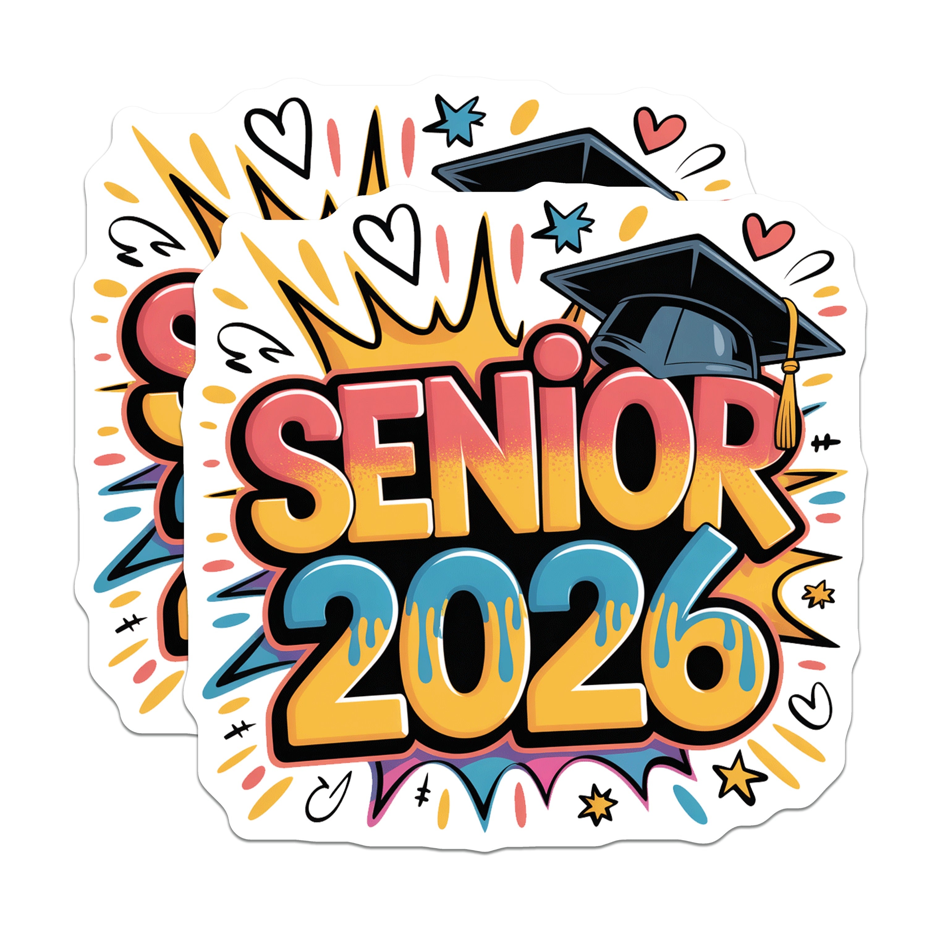(2 Pack) Senior 2026 Graduation Magnets - Class of 2026 Decor - High School College Graduate Gifts - 5 Inches On Longest Side - Thick Durable Magnet - Made in USA - MAG38075