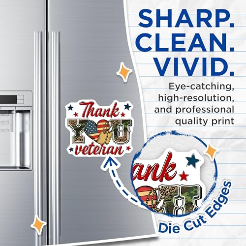 (2 Pack) Thank You Veteran Magnets Magnets - American Flag Decor - Camo and Stars Design - 5" On Longest Side - Made in USA - Sticks to Refrigerators & Metal Surfaces - MAG8367