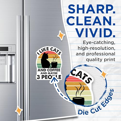 (2 Pack) I Like Cats and Coffee Magnets - Cat Lover - Funny Magnet for Kitchen or Office - 5" On Longest Side - for Cars, Fridges, Toolboxes - Made in USA - MAG4096