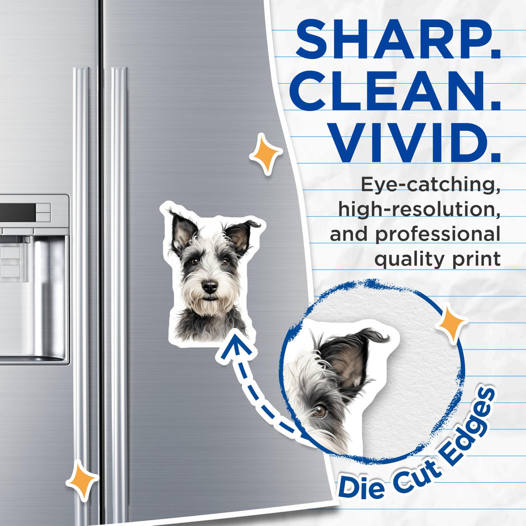 (2 Pack) Miniature Schnauzer Magnets - Realistic Dog Portrait Art - Schnauzer Mom Fridge Decor - 5 Inches On Longest Side - Thick Durable Magnet - Made in USA - MAG25757