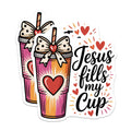 (2 Pack) Jesus Fills My Cup Magnets - Christian Faith Decor - Inspirational Religious Reminders - 5 Inches On Longest Side - Thick Durable Magnet - Made in USA - MAG21271