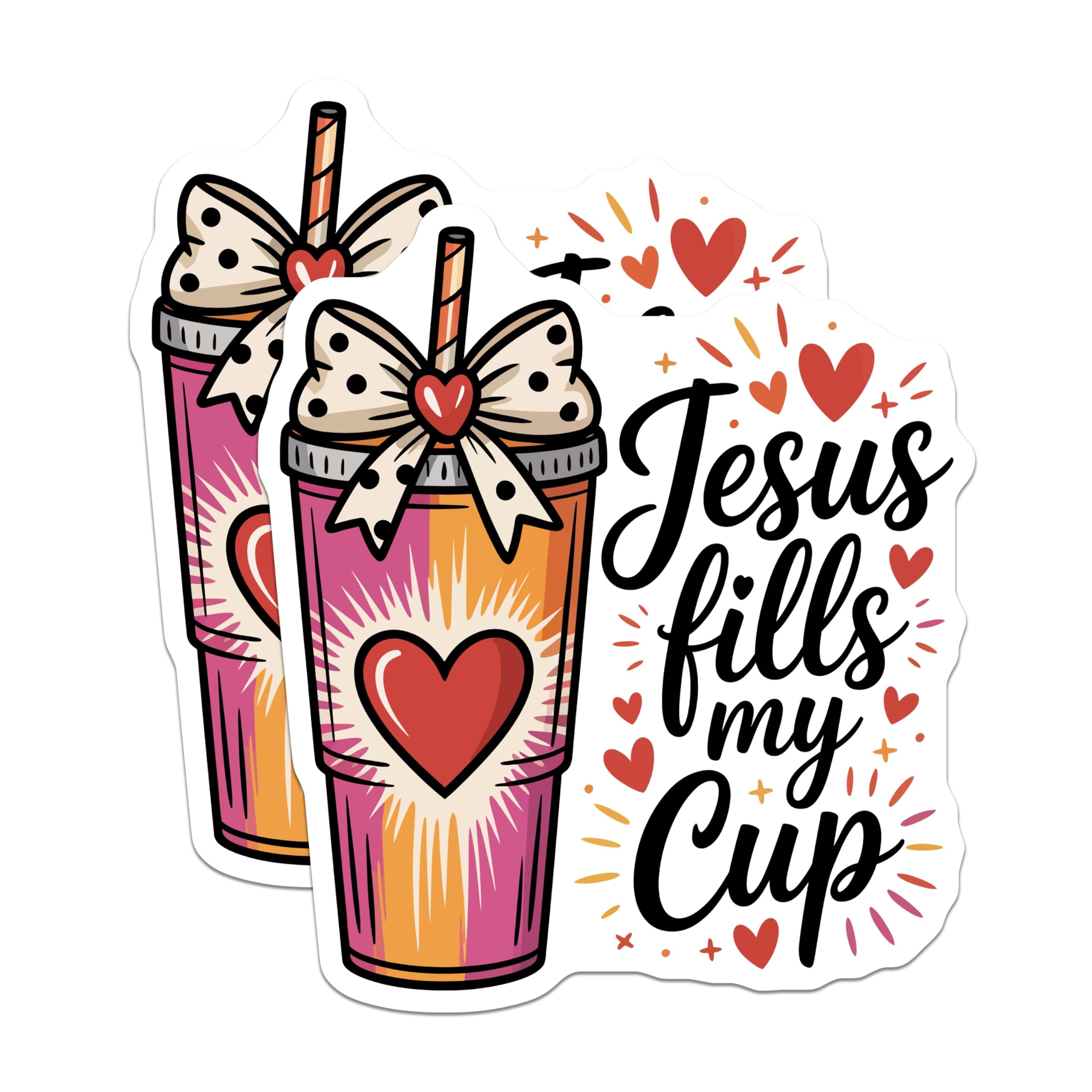(2 Pack) Jesus Fills My Cup Magnets - Christian Faith Decor - Inspirational Religious Reminders - 5 Inches On Longest Side - Thick Durable Magnet - Made in USA - MAG21271
