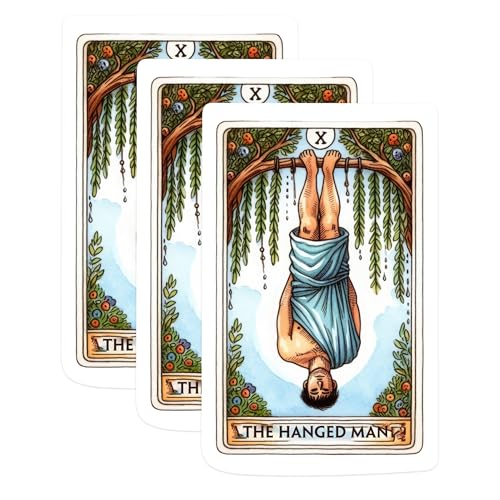 (3 Pack) Hanged Man Tarot Decals - Esoteric Art - Laptop Decal - 3 Inches On Longest Side - Easy Peel & Apply - Made in USA - 3MCS1129