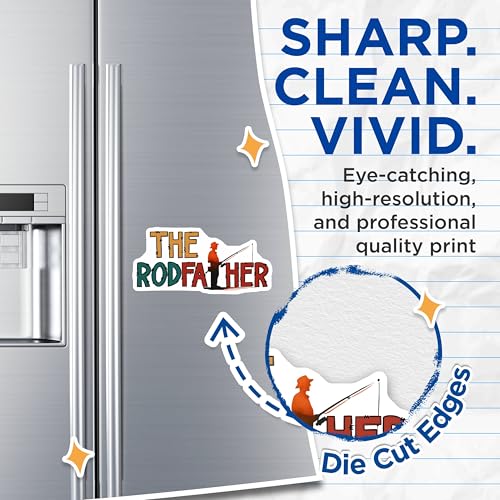 (2 Pack) The Rodfather Magnets - Fishing Enthusiast Decor - 5" On Longest Side - for Cars, Fridges, Toolboxes - Made in USA - MAG7482