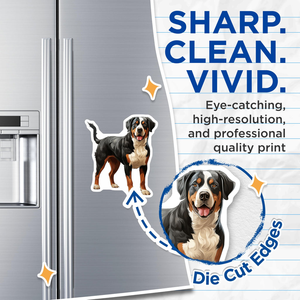 (2 Pack) Greater Swiss Mountain Dog Magnets - Swissy Breed Art - Dog Lover Home Decor - 5 Inches On Longest Side - Thick Durable Magnet - Made in USA - MAG28357