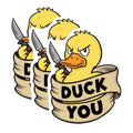 (3 Pack) Duck You Decals - Funny Duck with Knife - Sarcastic Angry Duck Decals - 3 Inches On Longest Side - Easy Peel & Apply - Made in USA - 3MCS8288